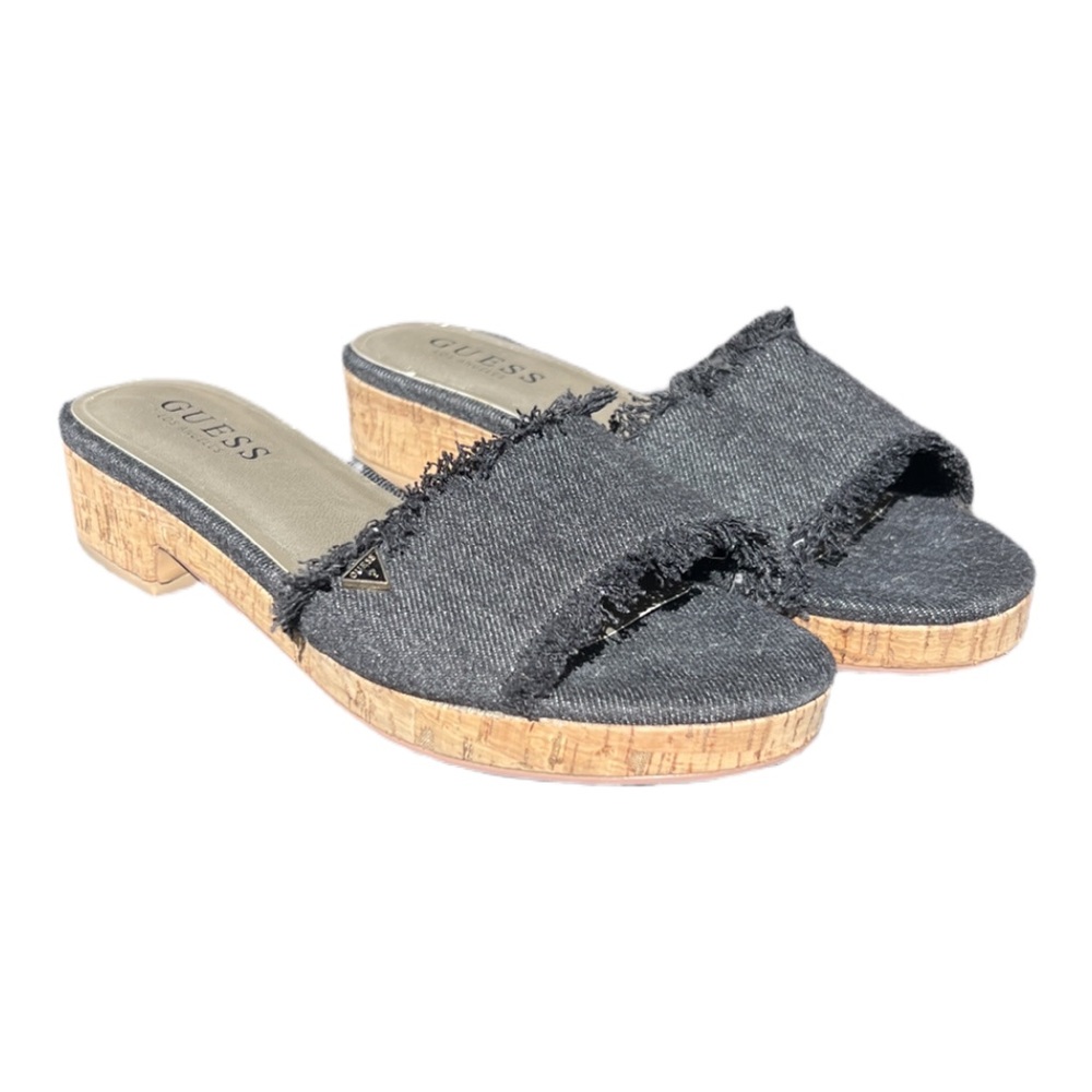 Womens Guess Navy Blue Denim Sandals 
Size: 6